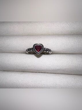 James Avery Gemstone Heart Twisted Wire Ring in Garnet Sterling Silver
